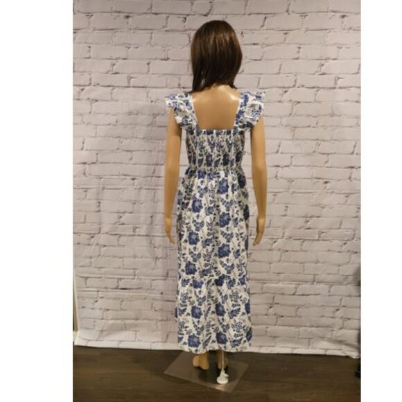 THML - 100% cotton Penelope blue &white floral sleeveless sundress - Picture 12 of 15